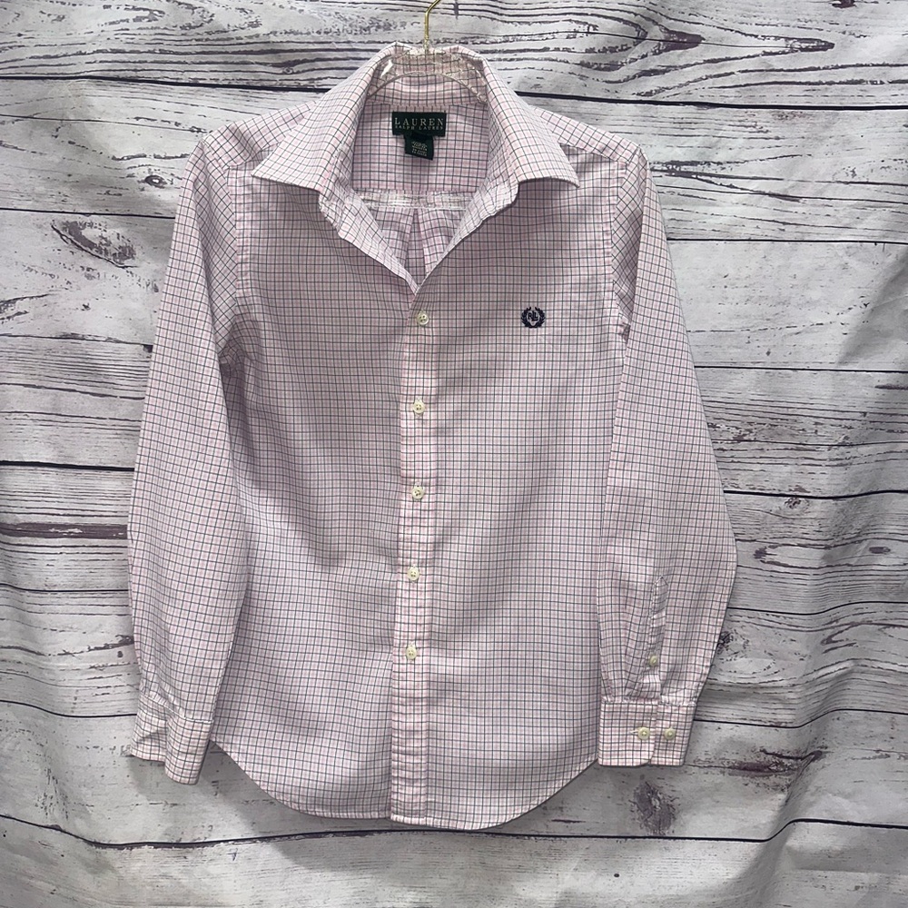 Ralph Lauren Boy's White Checkered Shirt Size 14